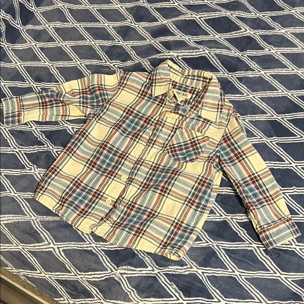 Cherokee Blue and Red Plaid Button Down Shirt
